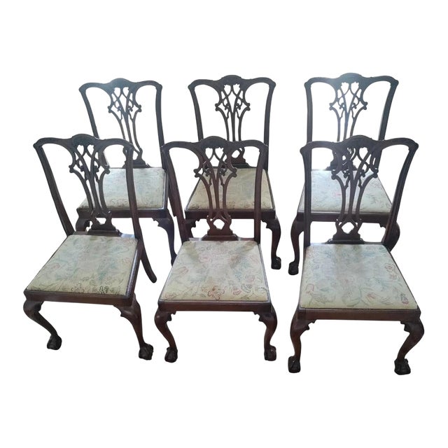 Set of Six English Chippendale Mahogany Ball. & Claw Side Chairs Circa 1880 W/ Provenance Calvin Coolidge Cabinet Member For Sale
