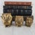 A fabulous family trio of mid-century modern solid brass owls. These detailed and heavy weighted owls were made by Leonard...