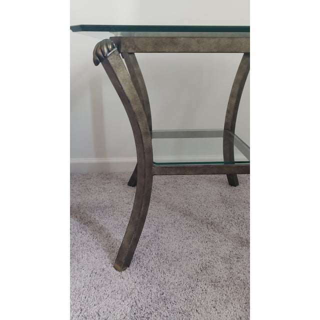 1980s Fortunoff Glass & Bronze End Tables & Coffee Table, Atrributed For Sale In Raleigh - Image 6 of 11