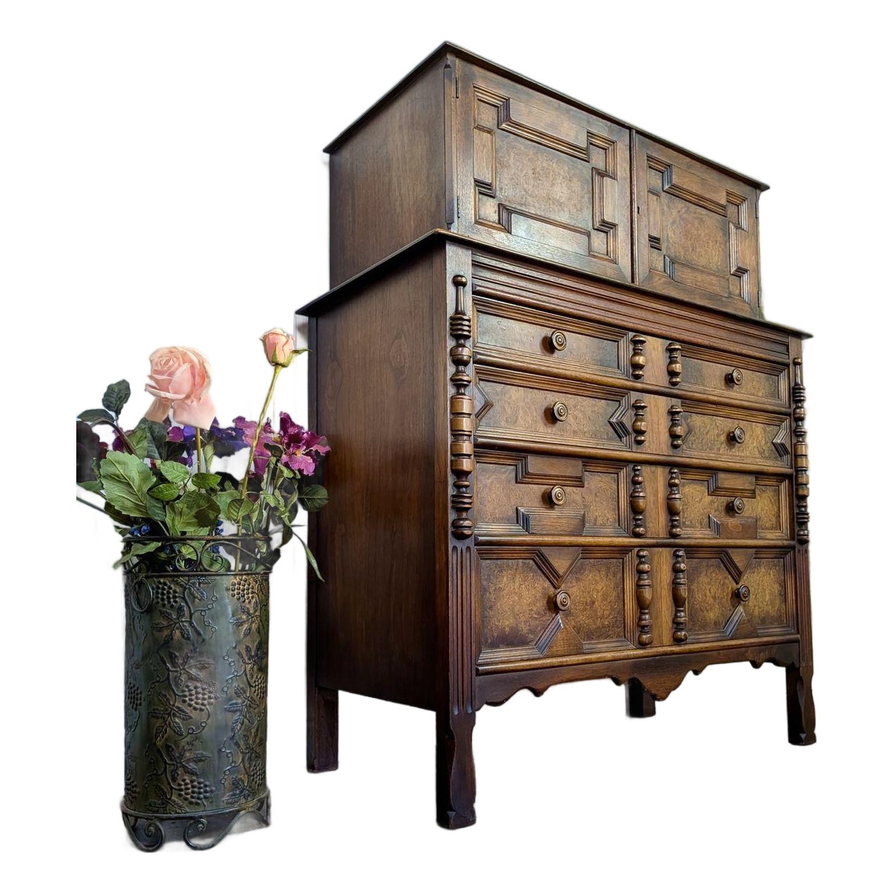 burlwood dresser Mid-Century Modern Olive Burl Wood Highboy Dresser by Lane, c.1960's   Vintage Supply