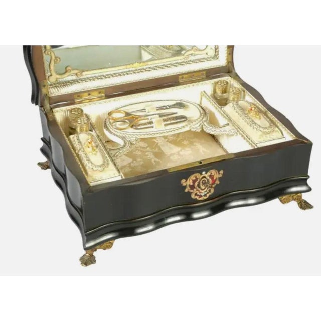 Black 19th Century French Boulle Sewing Scent Necessaire Box For Sale - Image 8 of 12