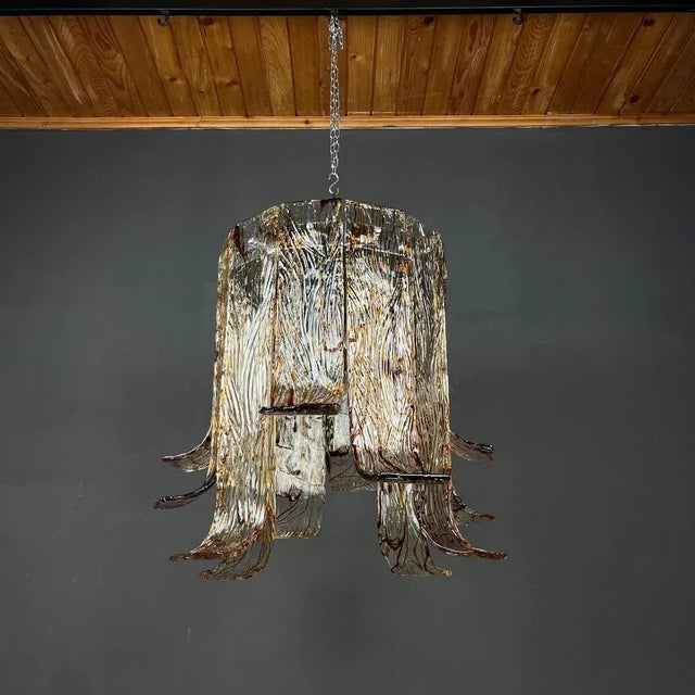 Large Vintage Murano Glass Chandelier from AV Mazzega, Italy, 1970s For Sale - Image 10 of 13
