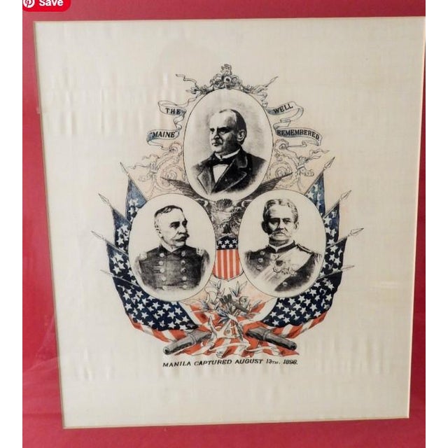 This marvelous hand painted print is created in gorgeous white linen with red, black and blue ink and is a commemoration...