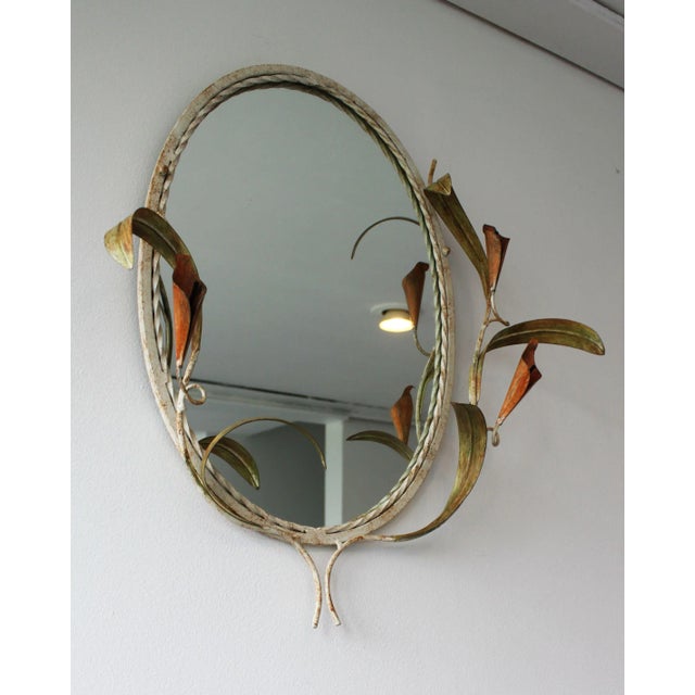 Art Deco Wrought Iron Plant Mirror, 1960s For Sale - Image 4 of 9