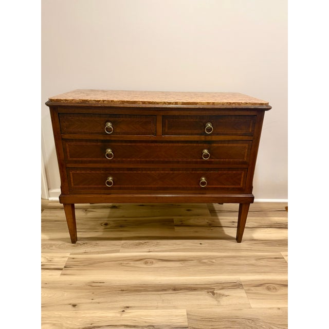 Wood Late 18th Century Italian Neoclassical Marble Top Commode For Sale - Image 7 of 12