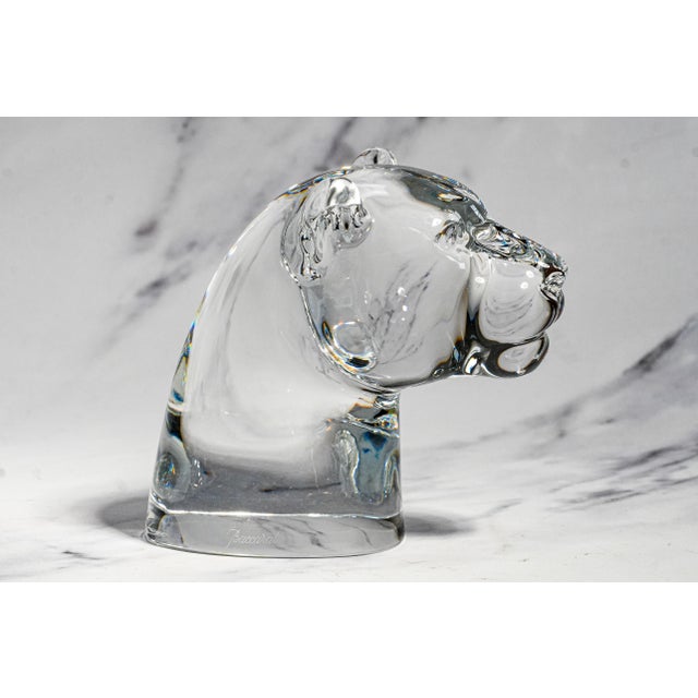 Solid French Crystal Animal Bust Vintage Baccarat Crystal Panther Head Sculpture Art Luxury Home Decor For Sale - Image 10 of 15