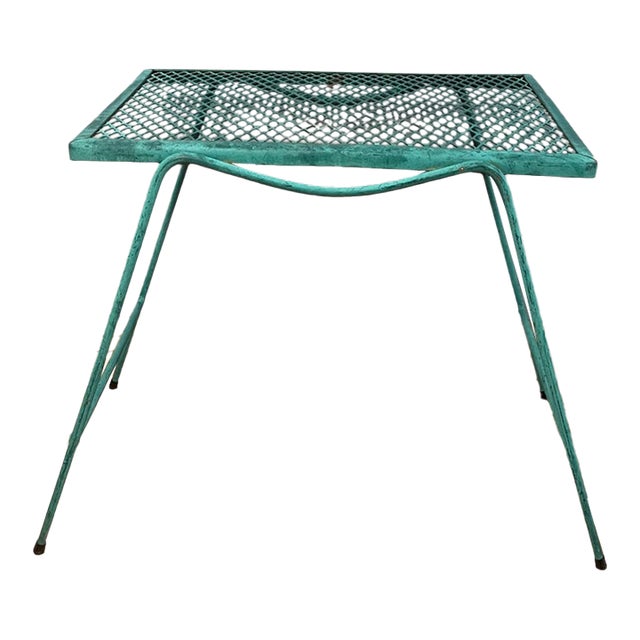 1960s One Woodard Attributed Wrought Iron Garden Outdoor End Table MCM Patio For Sale