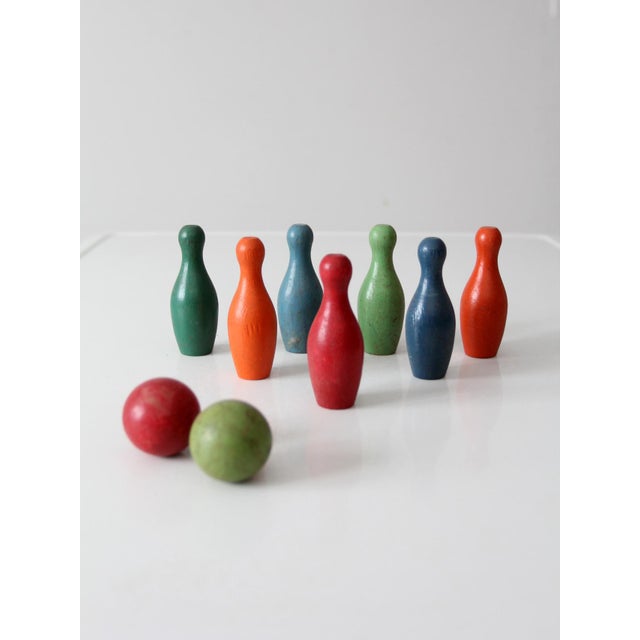 Vintage Wooden Tabletop Bowling Skittles For Sale - Image 4 of 9