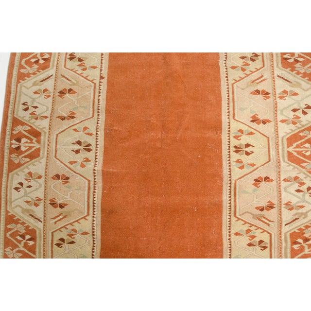 Apricot Vintage Turkish Oushak Style Terracotta and Cream Rug For Sale - Image 8 of 9