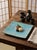 Ceramic Large Handmade South African Ceramic Platter – Teal and Ochre Slip-Dot Floral Square Plate For Sale - Image 7 of 11