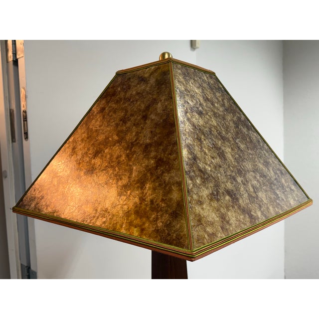 Wood Late 20th Century Arts & Crafts Tapered Wood Column Table Lamp For Sale - Image 7 of 12