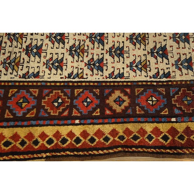 1870s Ivory Geoemtric Antique Nw. Persian Rug 3'5" X 8'8" Handmade Wool Carpet For Sale In New York - Image 6 of 7