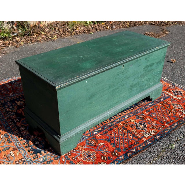 Mid 19th Century 19th Century American New England Pine Blanket Chest in Old Green Paint For Sale - Image 5 of 18