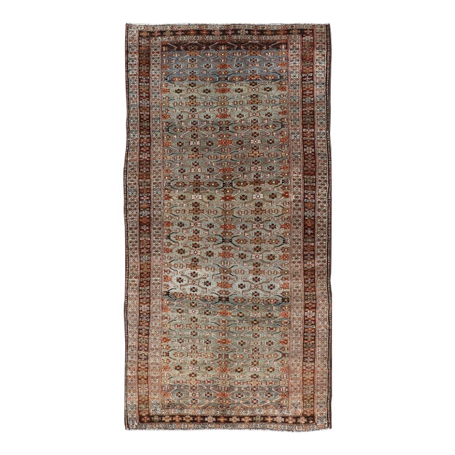 Antique Persian Kurdish Gallery Rug With Allover Geometric Design 5'1 X 10'6 For Sale