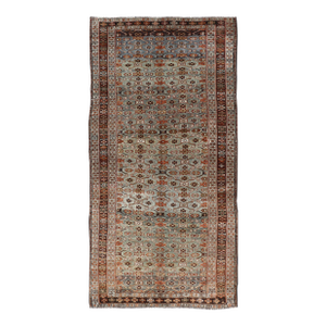 Antique Persian Kurdish Gallery Rug With Allover Geometric Design 5'1 X 10'6