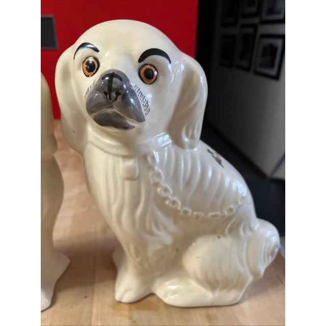 Pair of Vintage Decorated Staffordshire Dogs, Circa 1930's For Sale - Image 4 of 15