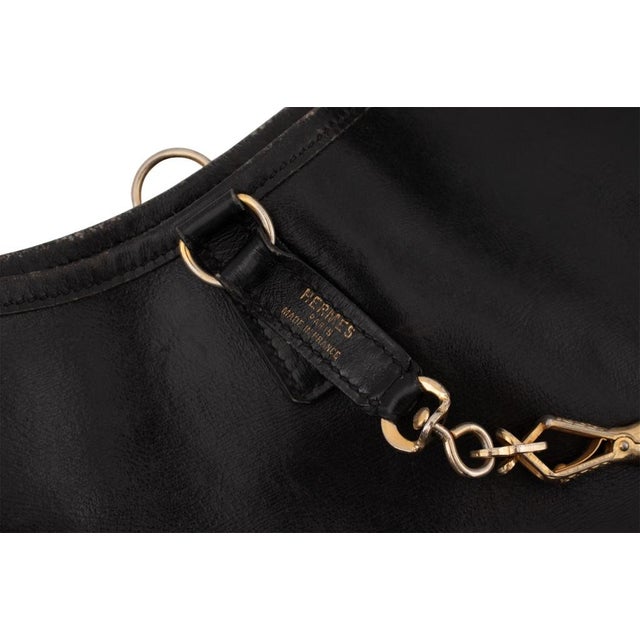 Animal Skin Hermes Black Leather Trim Handbag For Sale - Image 7 of 13