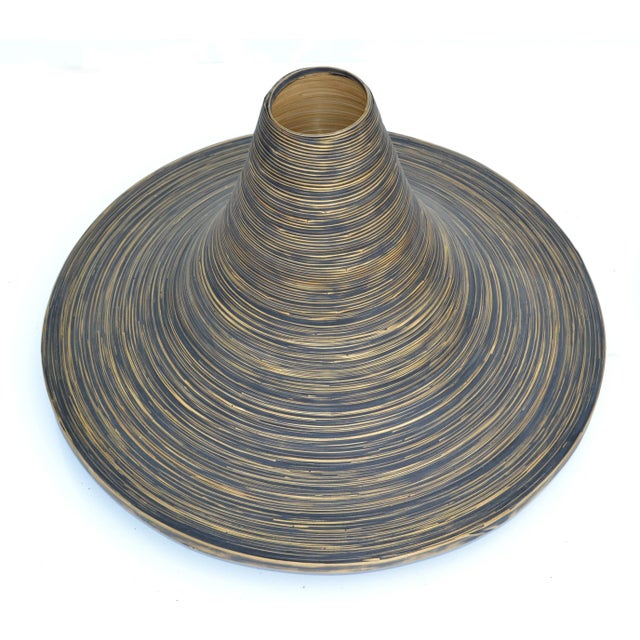 1970s Dark Brown French Vintage Indoor Decorative Planter Swirled Cane Vase - a Pair For Sale - Image 5 of 13