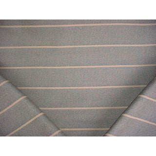 Jim Thompson Sienna in Glacier - Baltic Blue Linen Woven Linen Stripe Drapery Upholstery Fabric - 1-1/2 yards For Sale