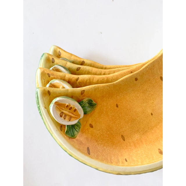 Mid 20th Century Vintage Italian Ceramic Melon Luncheon Plates, Hand Painted, Set of 4 For Sale - Image 5 of 13