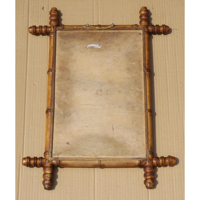 Brown Antique English Faux Bamboo Wall Mirror For Sale - Image 8 of 9