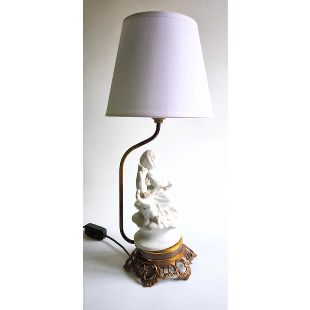 Mid 20th Century Bronze and Biscuit Porcelain Table Lamp For Sale - Image 11 of 15