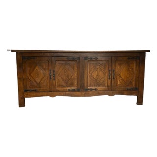 Vintage French Oak Brutalist Sideboard With Iron Hardware, 1970s For Sale