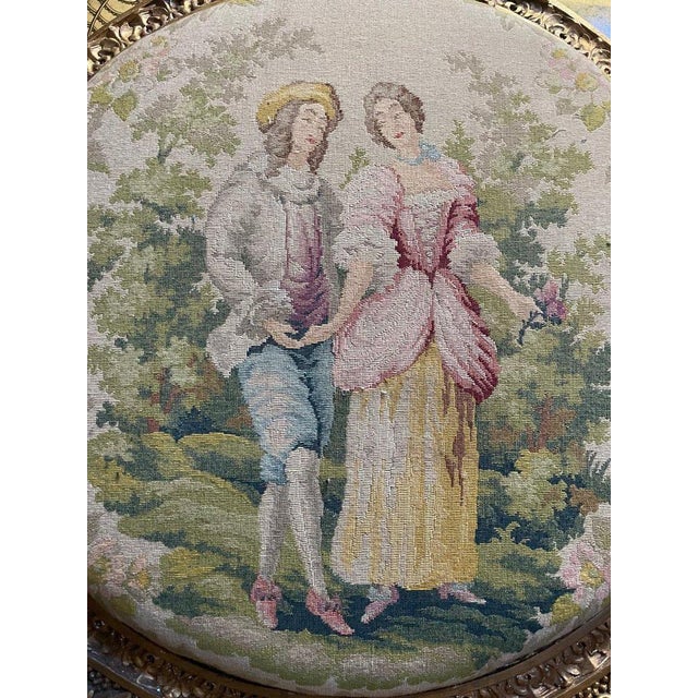 Set of Louis XVI Style Medallion Armchairs in Gilt Wood For Sale - Image 5 of 10