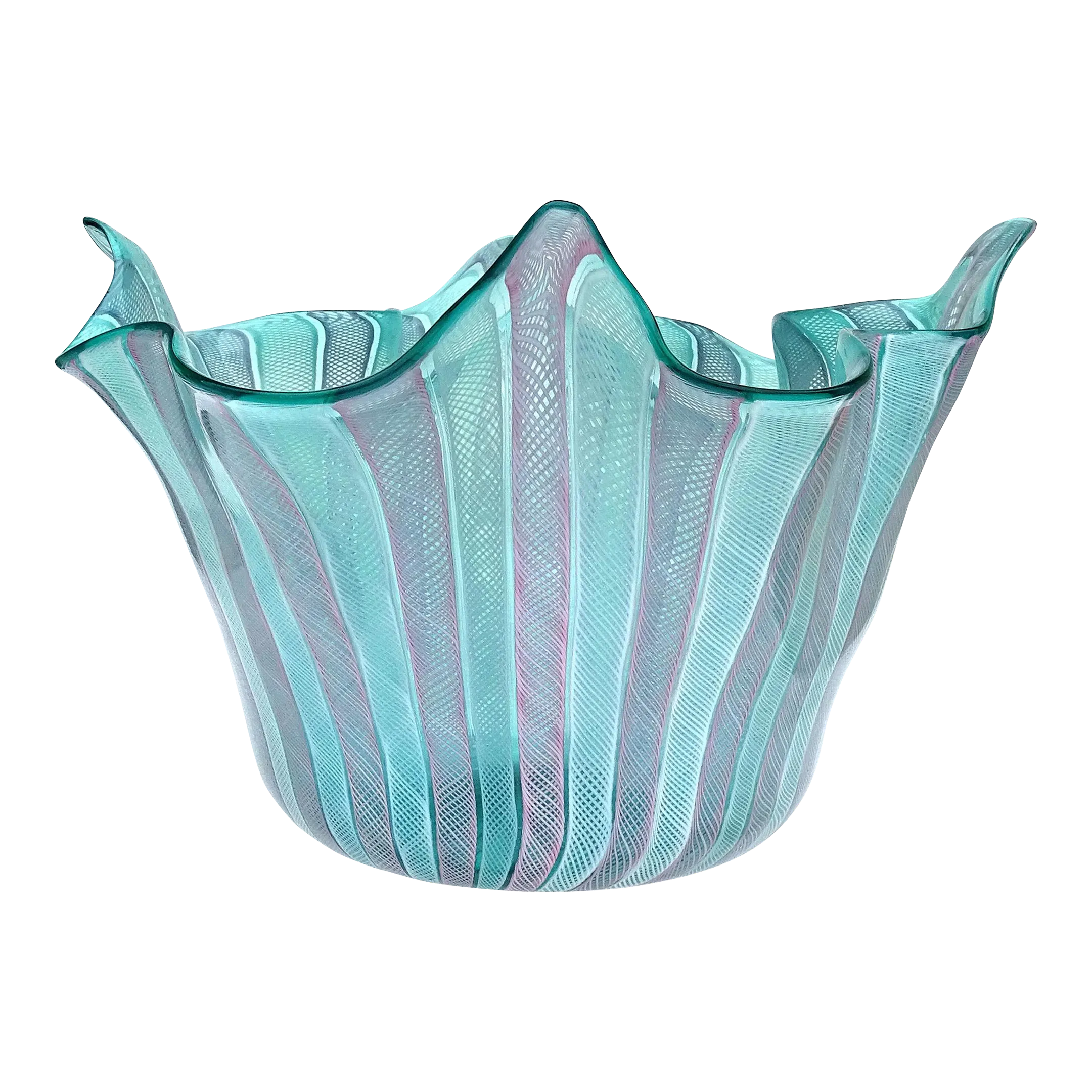 Fratelli Toso Murano Large Vintage Ribbons Italian Art Glass