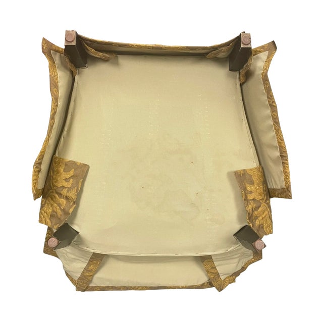 Gold 1980s Schumacher Furnishings Club Chair in Scalamandre Fabric For Sale - Image 8 of 9