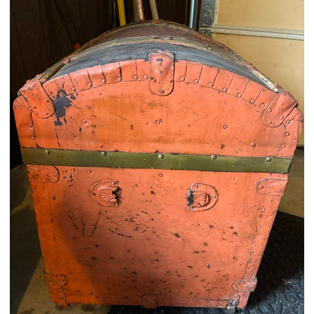 Victorian Late 19th Century PCW-Victorian High End Dome Top Bridal Steamer Trunk W/Historical Extra! For Sale - Image 3 of 18