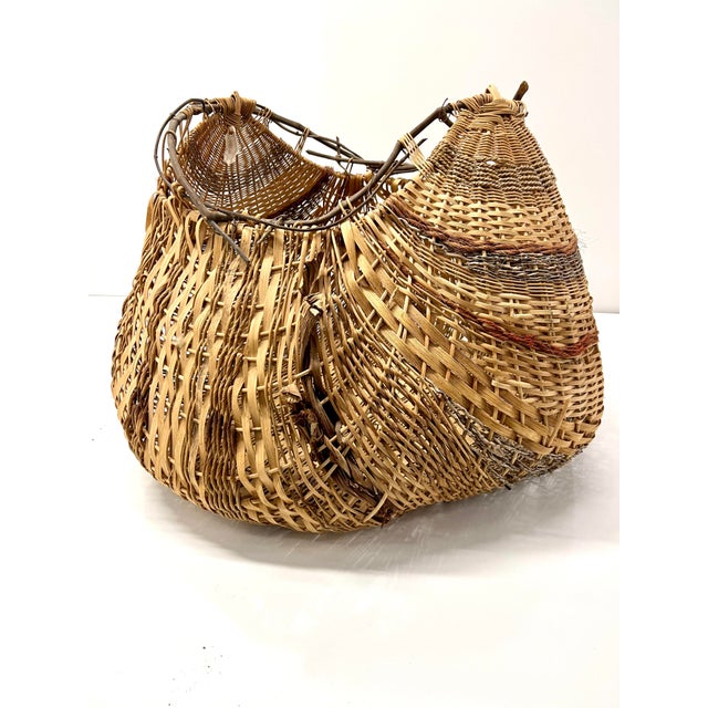 Tan 1980s Sculptural Large Organic Reed and Willow Woven Basket For Sale - Image 8 of 8