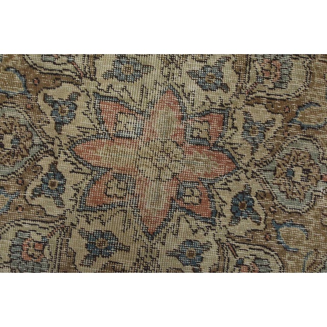 Tabriz Rug 8’8” X 11’7” Pink Wool Vintage Distressed Hand-Knotted Carpet For Sale - Image 9 of 15