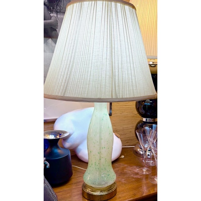 Mid 20th Century Mid Century Light Green Glass Lamp in the Manner of Murano For Sale - Image 5 of 6