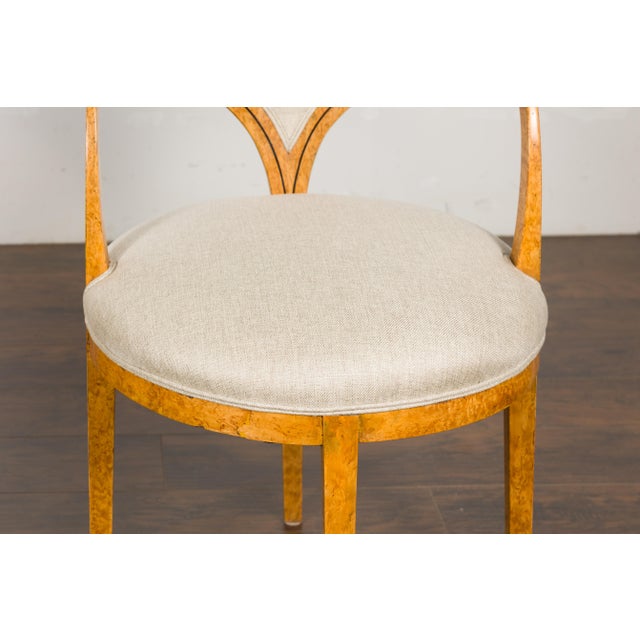 Biedermeier 19th Century Chairs with Ebonized Accents and New Upholstery, a Pair For Sale - Image 11 of 12