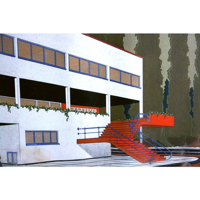 Marcel Seger, Bauhaus Villa Project Blue Print and Perspective, 1932, Charcoal & Pastel & Paper, Framed For Sale - Image 6 of 18