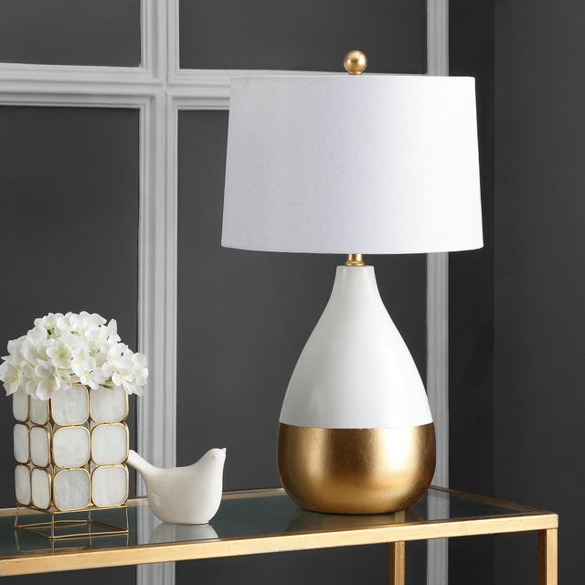 24 Inch H Table Lamp in White & Gold - a Pair For Sale - Image 4 of 8
