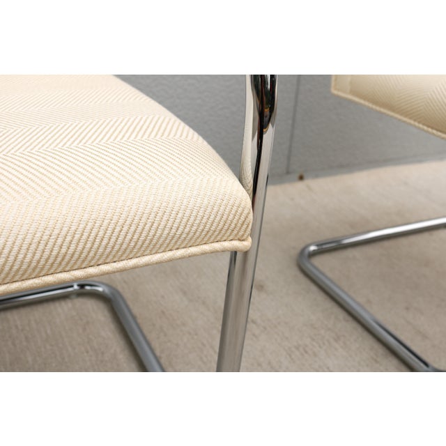 Ludwig Mies Van Der Rohe Brno Tubular Chairs in Cream Fabric by Gordon - A Pair For Sale - Image 15 of 18