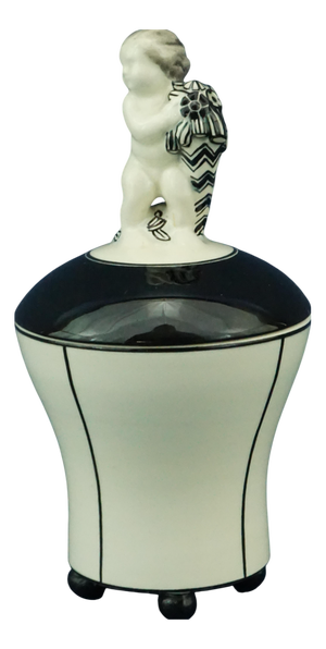 Antique Ceramic Box Vase with Cherub by Michael Powolny, 1890s