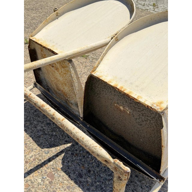 Vintage Art Deco Steel Metal Clam Shell Double Seat Porch Patio Loveseat - Pair For Sale - Image 17 of 18