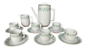 Vintage Porcelain Eridan Coffee Service by Bernardaud for Limoges, France, 1970s, Set of 14