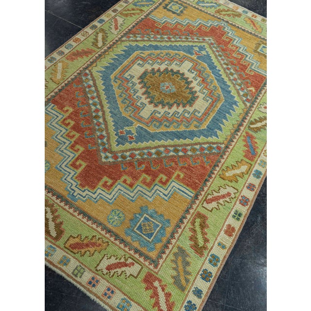 Red Turkish Oushak Rug 4'x 6'3" #19074 For Sale - Image 8 of 8