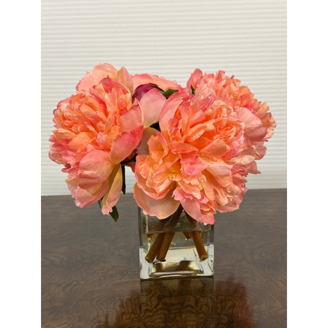 Windward Home Luxury Faux Peonies in a Block Vase For Sale In San Francisco - Image 6 of 12