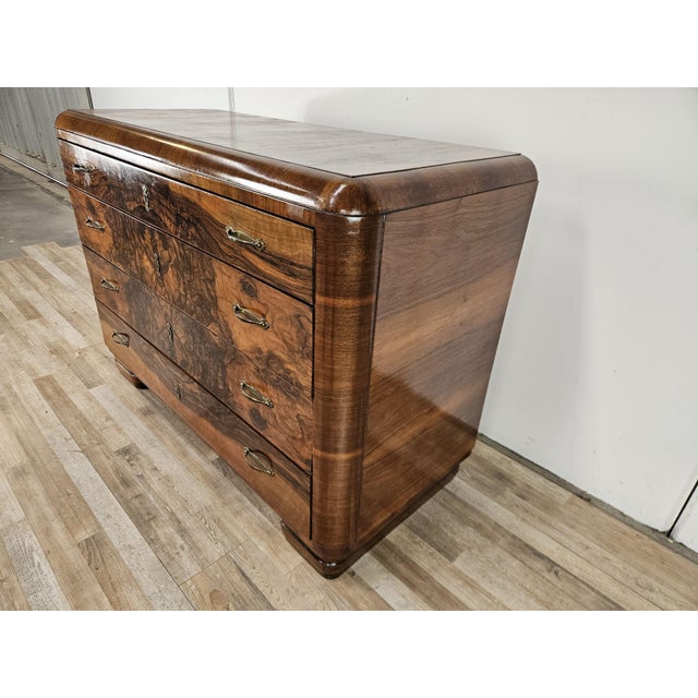 Vintage Art Deco Dresser in Walnut, 1940s For Sale - Image 3 of 18