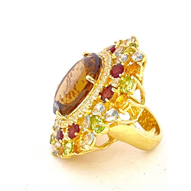 Bochic "Orient" Vintage Citrine & Peridot Cocktail Ring Set In 18K Gold&Silver For Sale - Image 10 of 18