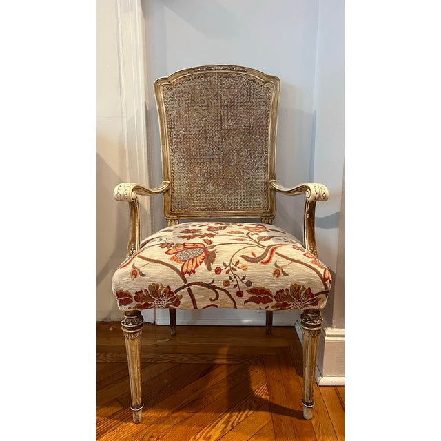 Set of 6 Vintage Louis XVI Dining Chairs in Premium Tapestry Jacquard Fabric For Sale - Image 11 of 12