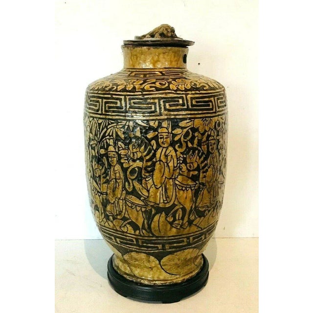 Covered Vase in Cracked Earthenware with Chinese Decor, 1800s For Sale - Image 11 of 11