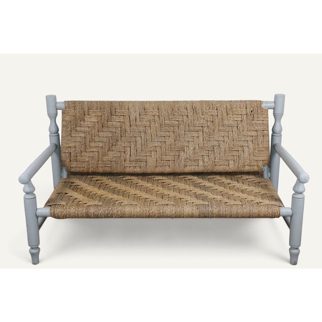 1950s Vintage Bench in Braided Rope and Painted Wood, 1950s For Sale - Image 5 of 18