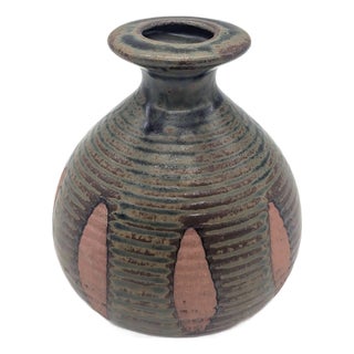 Mid 20th Century Japanese Glazed Stoneware Bud Vase For Sale
