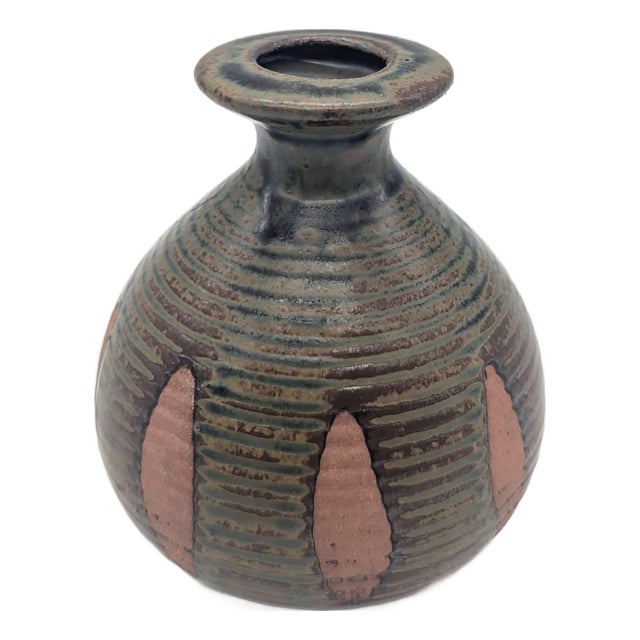 Mid 20th Century Japanese Glazed Stoneware Bud Vase For Sale